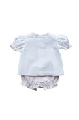 Auraluz 2pc Diaper Set...White/pink with pink scallops and embroidered ducks
