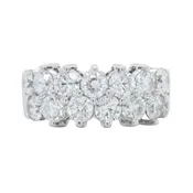 14k White Gold 14 Stone Diamond Cluster Ring 3.50ctw H VS2-SI1 Size 6.25