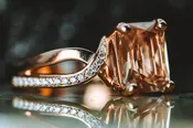 10k Rose Gold Oregon Sunstone and Diamond Ring