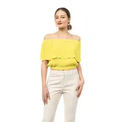 Blouse plissée à épaules dénudées