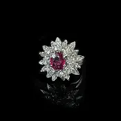 14K White Gold Pink Tourmaline and Diamond Flower Ring — Trésor