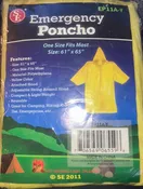 4 Yellow Emergency Rain Poncho with Adjustable String Hood