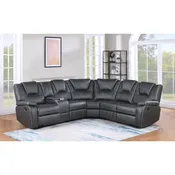 GRAY Breathable Air Leather Modular Manual Recliner Sectional Sofa | Sioux Falls, SD