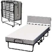 Adult Twin Folding Bed with Headboard and Mattress (450 Lbs Weight Capacity)