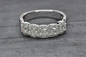14 Karat White Gold cushion cut halo diamond band