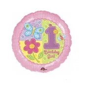 18" Hugs and Stitches Girl 1st Birthday Balloon