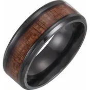 Black Titanium Koa Wood Inlay Men’s Wedding Band
