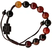 10MM AGATE ROSARY BRACELET - AGATE & JUJUBE WOOD