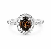 Antique Oval Alexandrite Ring with Diamond Halo in White Gold (200-01318)