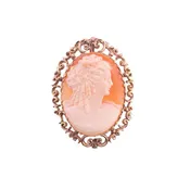14K Ornate Shell Cameo Brooch