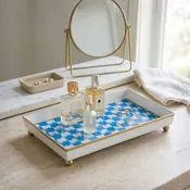 Checkered Ikat Enameled Oliver Tray 8x12