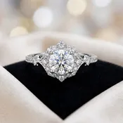 14K White Gold Lab Grown Diamond Ring with 1.00ct Round Brilliant Center Stone