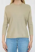 3/4 Sleeve Oversize Knit Tee Style Sweater in Gravel