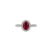 18K Ruby Diamond Halo Ring