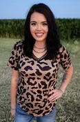 Buckstitch Leopard Print Western Top
