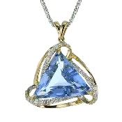 Aquamarine Color Pendant in 18k Gold with Diamonds
