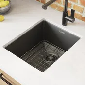 Ruvati 14-inch Gunmetal Black Stainless Steel Undermount Bar Prep Sink – RVH7114BL