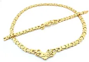 (2 Sets) I Love You Gold Tone HUGS and Kisses Necklace and Bracelet Set Love Relationship XOXO Stampato Set 18/20 inches