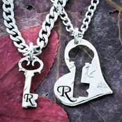 Key to My Heart Necklaces, Custom Initials Romantic