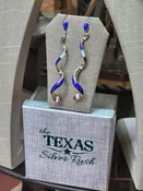 Sterling Silver Lapis and Opal Long Curl Earrings