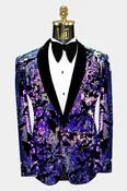 Abstract Multicolor Sequin Tuxedo Jacket