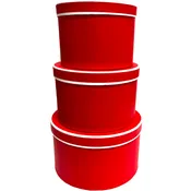 10" Designer Floral Round Box - Set of 3 - Red