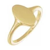 10K Yellow Gold Oval Top Signet Ring