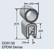 Co-Extruded Trim Seal, For.150 Edge Thickness, .450 Bulb, Bulb Location "C" 250 Feet Per Box.