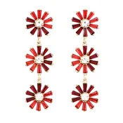 Baguette 3 Flower Post Earrings