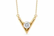 14K Yellow Gold Chevron Diamond Necklace