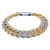 10K GOLD 14MM TWO TONE CUBAN LINK BRACELET 11.27 CT DIAMONDS