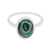 10489<br>ring 8mm round framed ABALONE  .925