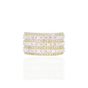 3 Row of Baguettes and Round Diamond Ring