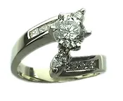 1 1/2ct Round Cut Center Diamond with Channel Set Diamonds
