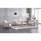 8157 3pc Sofa, Loveseat , Chair Set - Beige