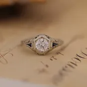 Art Deco Botanical Hexagon Ring