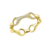 15 mm Beam Link Ring with Top Link with White Pavé Diamonds