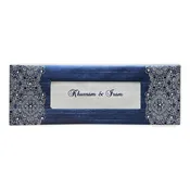 Bifold Hard Cover Blue and Silver Custom Nikkah Invitation Card AMH-88