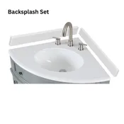 24 Inch Cottage Freestanding Navy Blue Triadsville Corner Bathroom Vanity, Single Sink, White Quartz Top, Fully Assembled