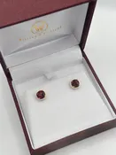 14K Yellow Gold Checkerboard-Cut Red Garnet Studs