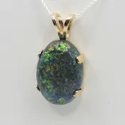 Mexican Black Opal (Treated) 14k Yellow Gold Pendant — Gallery of Gems & Minerals