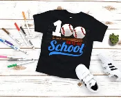 100 Days of School Baseball DTF Transfer – Sports Theme Ready to Press