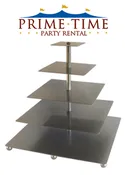 5 Tier Silver Metal Cupcake Stand Square