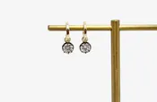 14k Gold Round Lab Diamond Drop Huggie Earrings