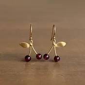 14k Gold & Garnet Cherry Earrings