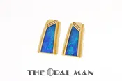 Australian Opal Inlay Earrings in 14K Gold Setting with Diamonds – 423-00063