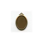 Elegant Simple Setting Pendants 25x18mm Oxidized Brass (6) - Vintage Jewelry Supplies
