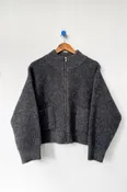 Alpaca Zip Front Jacket - Charcoal