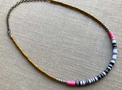117 Colorful Heishi Necklace with Accent Color Ends
