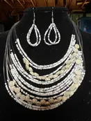 15 Strand Seed Bead and Flat Round Bead Necklace with Bonus Matching Seed Bead Teardrop Earrings!